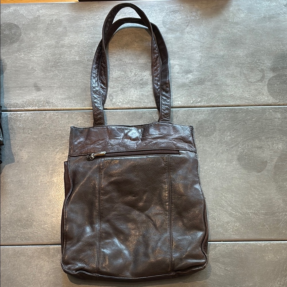 Mila Paoli Brown Leather Bag with Sturdy Straps